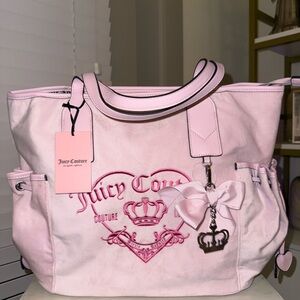 Juicy Couture Light Pink Tote with Heart and Crown